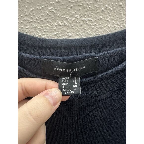 Atmosphere Womens Top Size 4 Navy Blue Long Sleeve Round Neck Knit - Picture 4 of 11